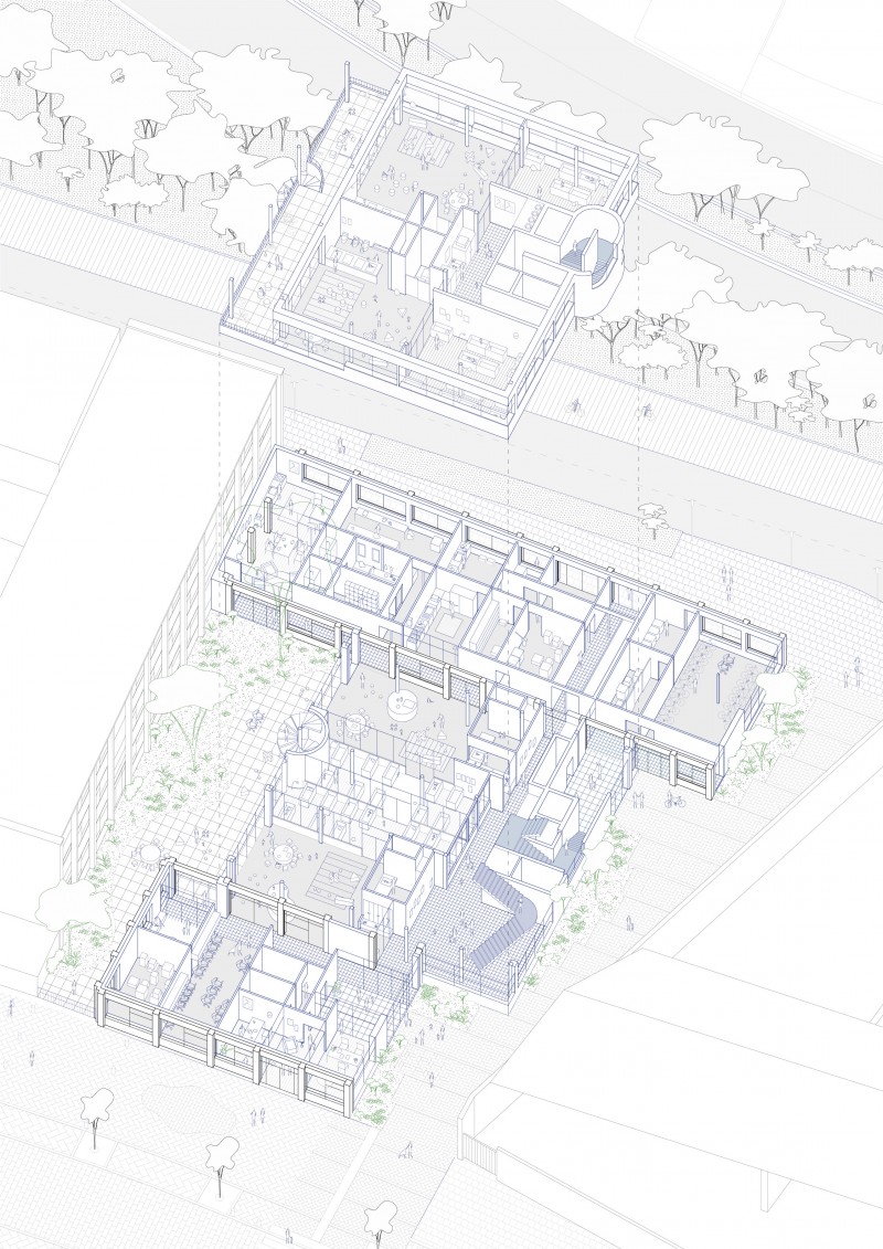 23(04) A NURSERY AND SOME APARTMENTS_AXONOMETRIE_ECLATEE